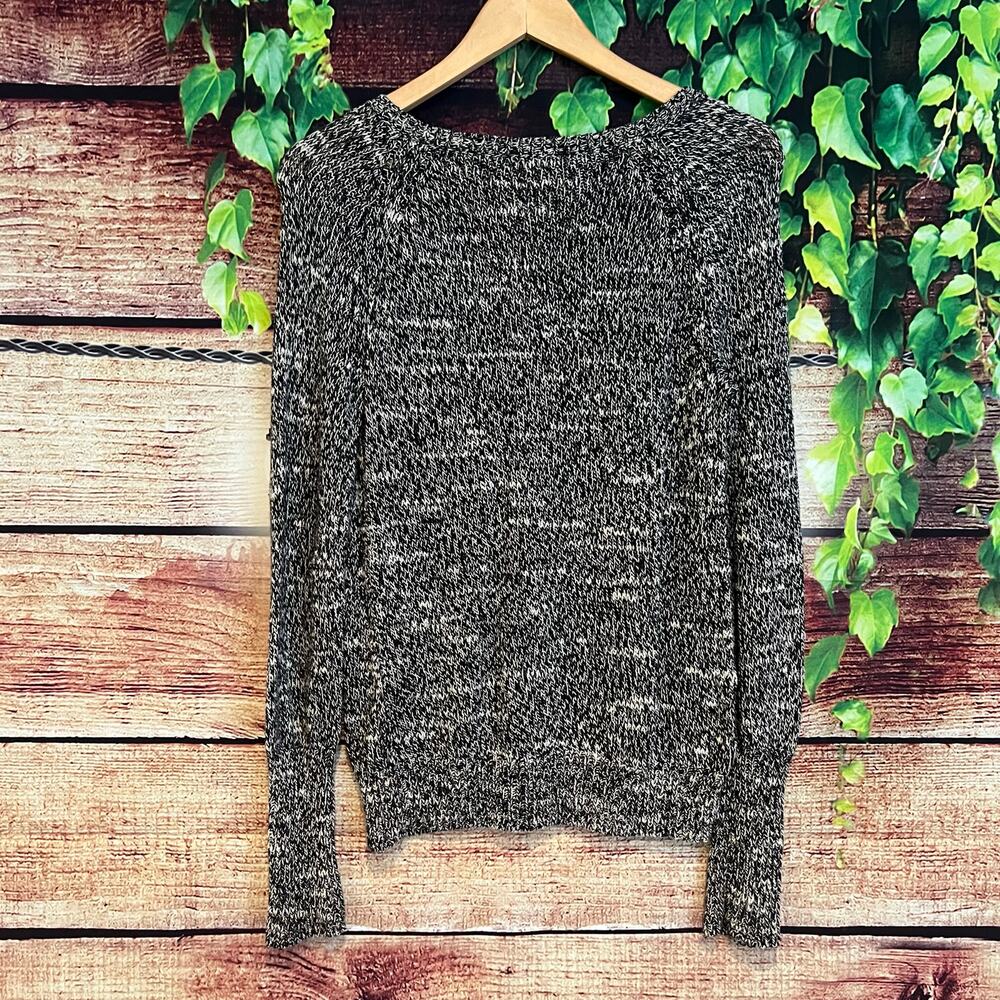 J Crew Crewneck Sweater Womens Small Knit Long Sleeve Black Gray White Cotton - Picture 7 of 7